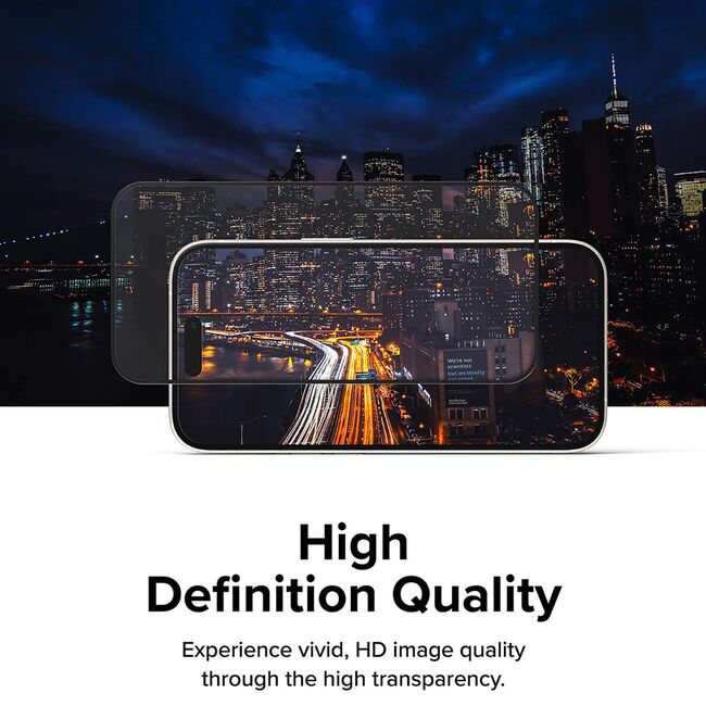Folie sticla iPhone 15 Ringke Cover Display Tempered Glass, negru