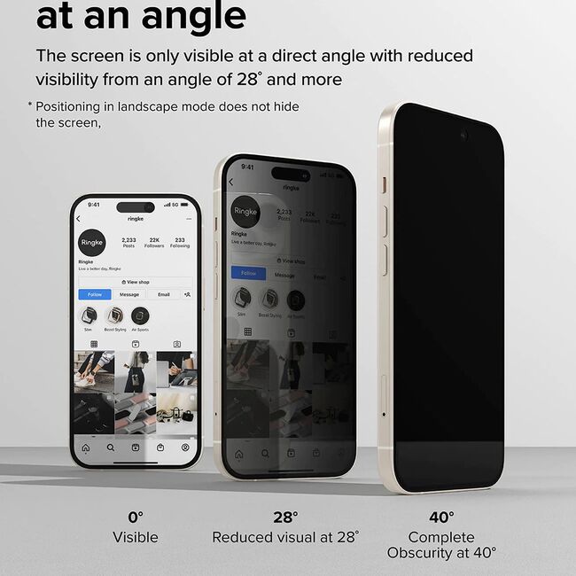 Folie sticla iPhone 15 Plus Ringke Cover Display Tempered Glass, privacy