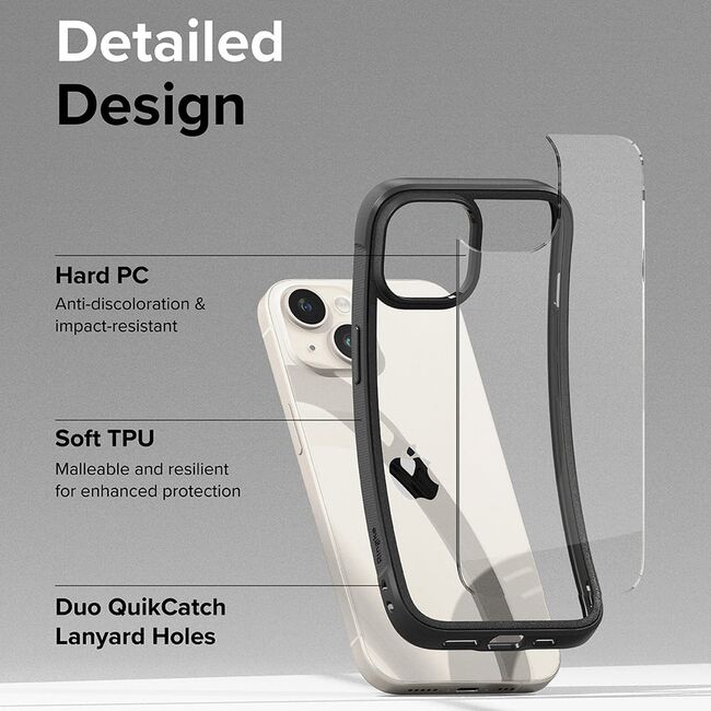 Husa iPhone 15 Plus Ringke Fusion Bold, transparent - negru