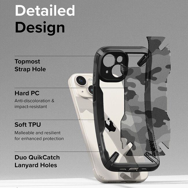 Husa iPhone 15 Plus Ringke Fusion X Design, camo black
