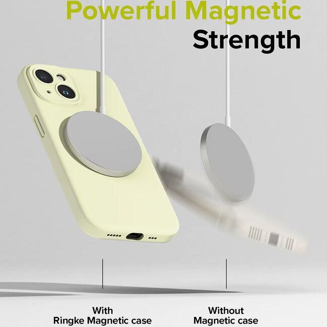 Husa iPhone 15 cu MagSafe Ringke Silicone Magnetic, sunny lime