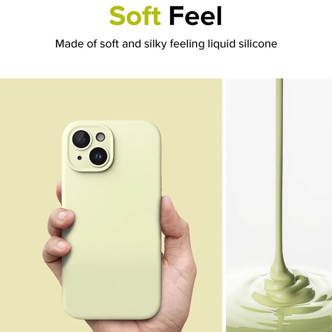 Husa iPhone 15 cu MagSafe Ringke Silicone Magnetic, sunny lime