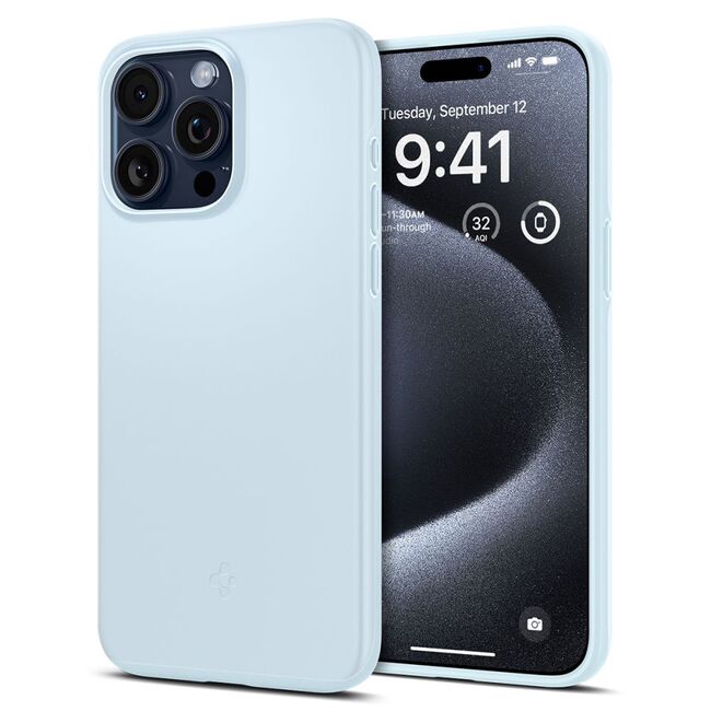 Husa iPhone 15 Pro Spigen Thin Fit, mute blue