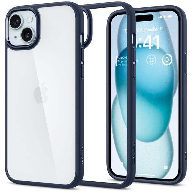 Husa iPhone 15 Spigen Ultra Hybrid, clear - navy blue
