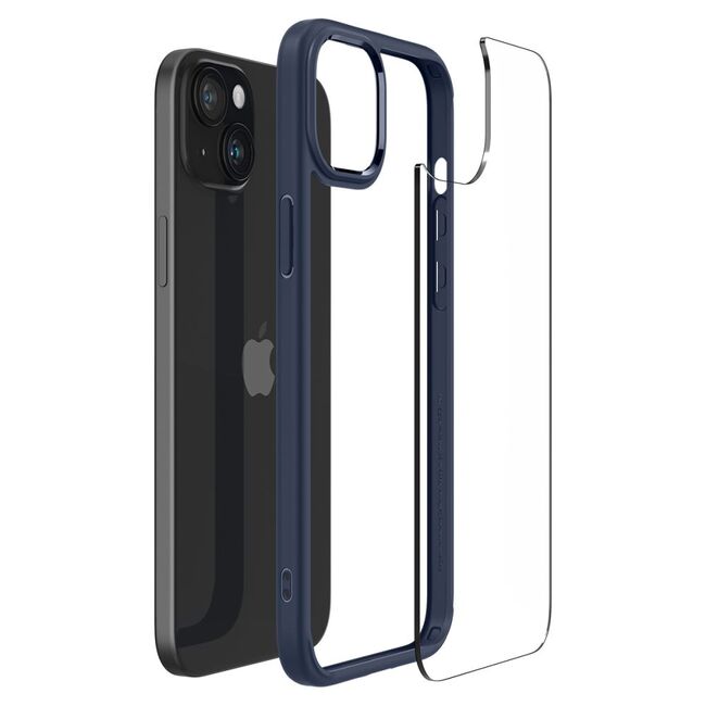 Husa iPhone 15 Spigen Ultra Hybrid, clear - navy blue