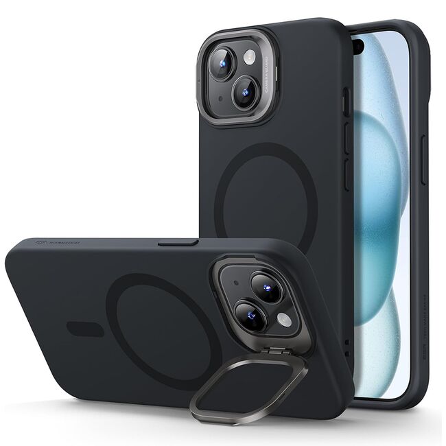 Husa iPhone 15 ESR Cloud Soft HaloLock Kickstand, negru