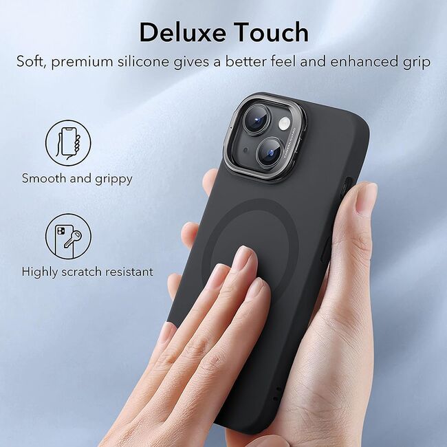 Husa iPhone 15 ESR Cloud Soft HaloLock Kickstand, negru