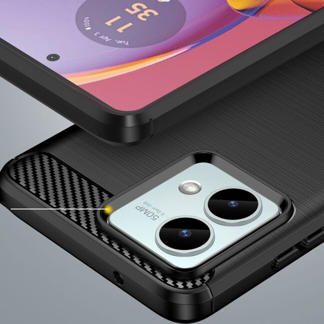 Husa Motorola Moto G84 5G Carbon Silicone, negru