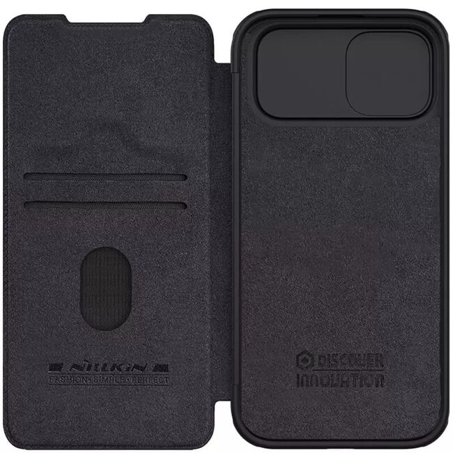 Husa iPhone 15 Nillkin QIN Pro Leather, negru