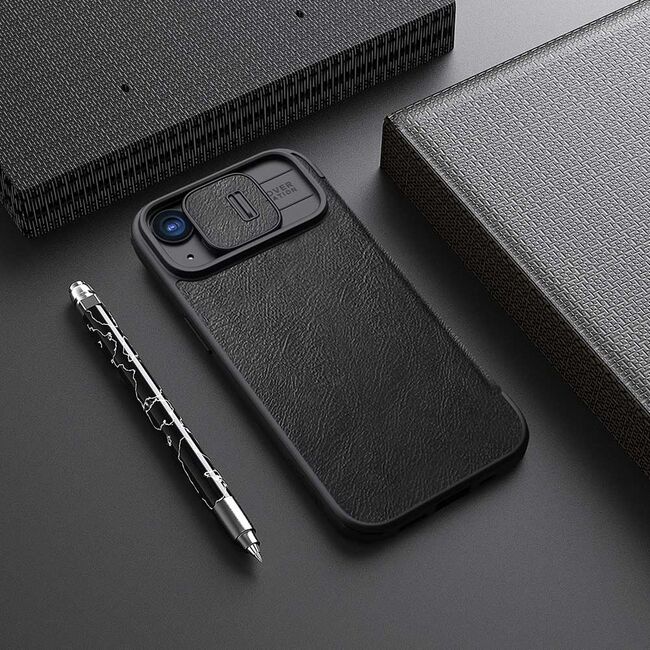 Husa iPhone 15 Plus Nillkin QIN Pro Leather, negru