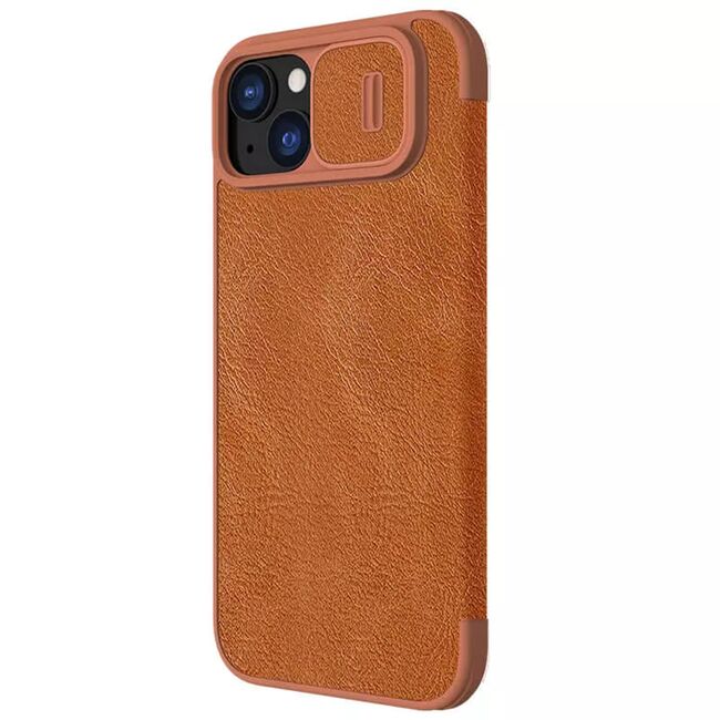 Husa iPhone 15 Plus Nillkin QIN Pro Leather, maro