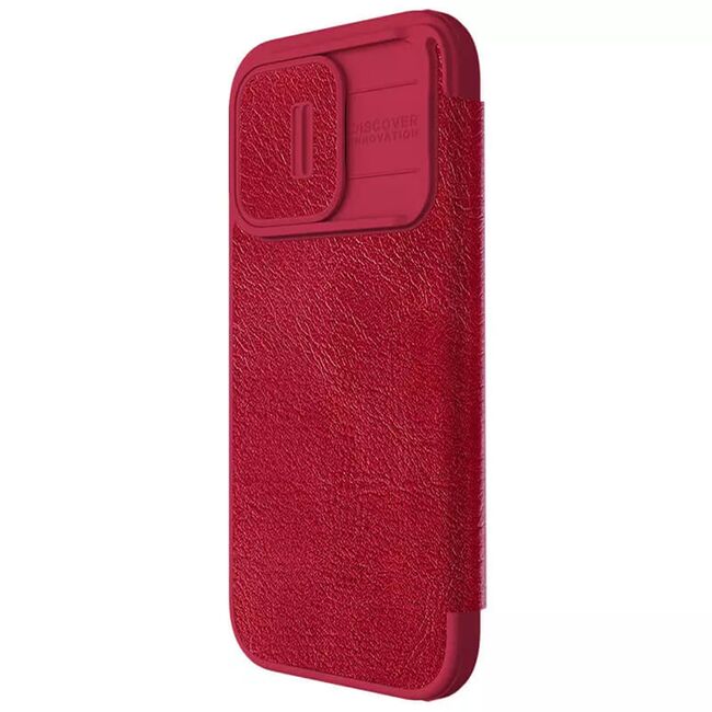 Husa iPhone 15 Pro Max Nillkin QIN Pro Leather, rosu