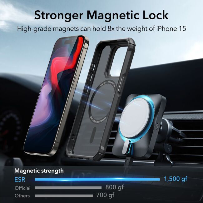 Husa iPhone 15 Pro Max ESR Air Armor HaloLock, negru