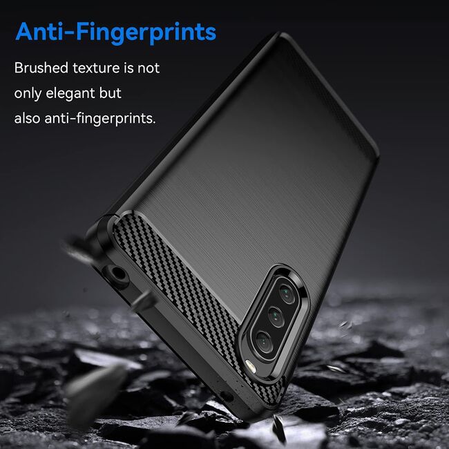 Husa Sony Xperia 10 V Techsuit Carbon Silicone, negru