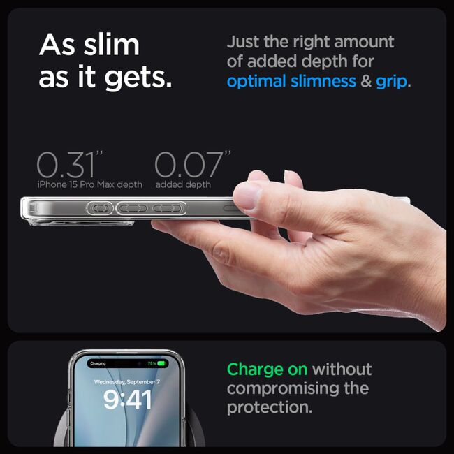 Husa iPhone 15 Pro Max Spigen Ultra Hybrid MagSafe, transparent mat