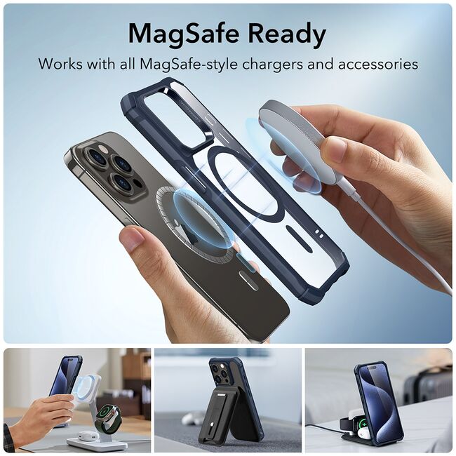 Husa iPhone 15 Pro ESR - Air Armor HaloLock MagSafe - Clear Dark Blue