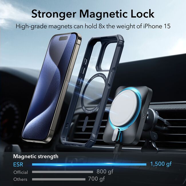 Husa iPhone 15 Pro ESR - Air Armor HaloLock MagSafe - Clear Dark Blue