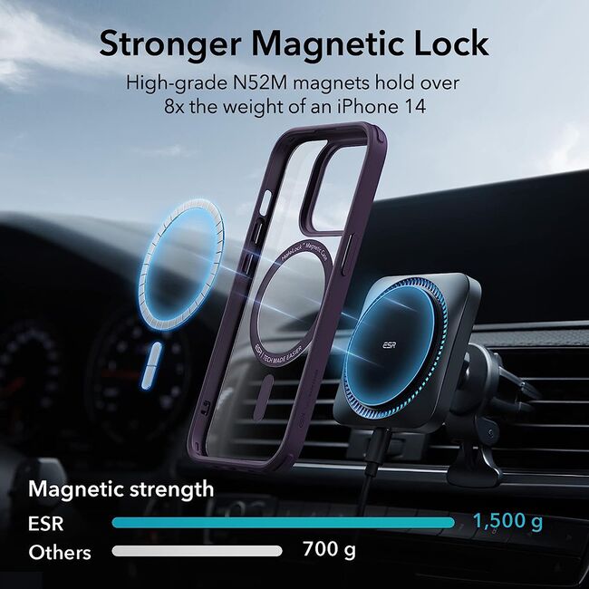 Husa iPhone 14 Pro ESR Classic Hybrid Halolock MagSafe - clear purple