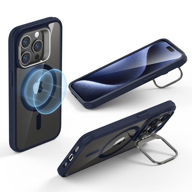 Husa iPhone 15 Pro ESR - Classic Hybrid HaloLock Kickstand MagSafe - clear dark blue