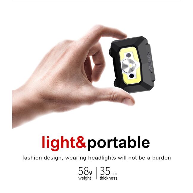 Lanterna frontala LED cu acumulator Superfire X30, senzor de miscare, 5W, 500 lm, incarcare micro-USB, 1200 mAh, IP44, lumina alba si rosie