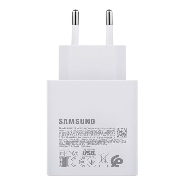 Incarcator priza Type-C Fast Charging 65W, 3.25A, 1 X USB-C Samsung TA865W, alb