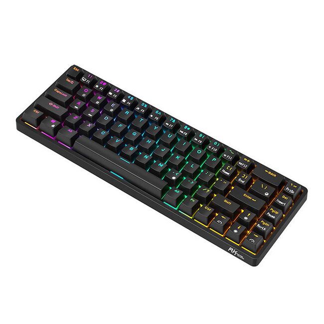 Tastatura mecanica gaming Royal Kludge RK G68 (837), 68 taste, hotswap, iluminare RGB, 65%, Keycaps ABS double shot, wireless sau cablu, Red Switch, negru