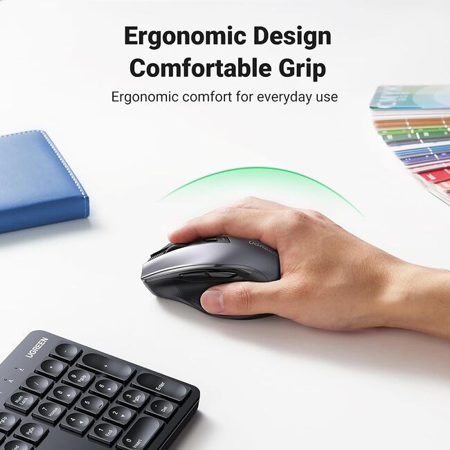 Kit Mouse + Tastatura Wireless Ugreen MK006 2.4 Ghz 104 keys, adjustable dpi, ergonomic design - negru