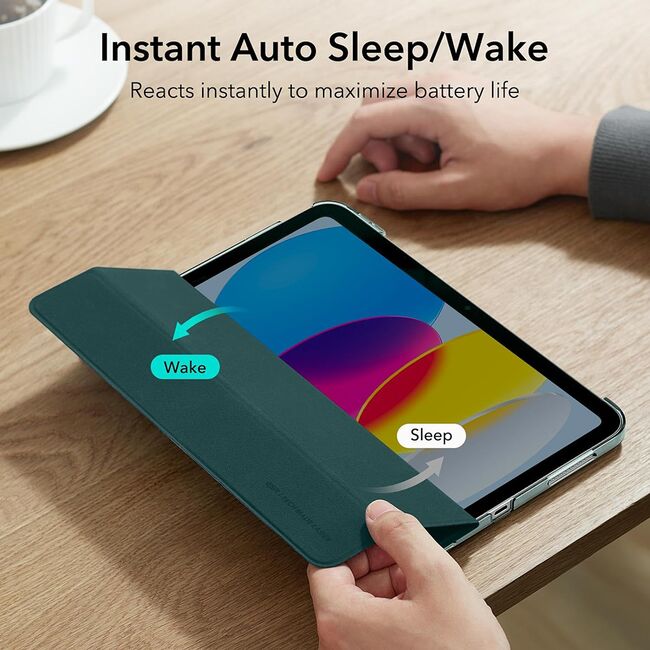 Husa iPad 10 (2022) 10.9 cu functie wake-up/sleep ESR - Ascend Trifold - forest green