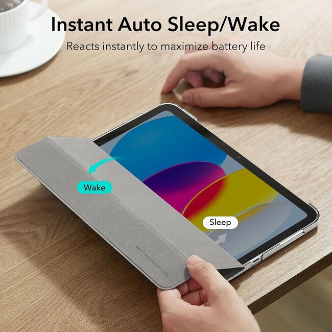 Husa iPad 10 (2022) 10.9 cu functie wake-up/sleep ESR - Ascend Trifold - grey