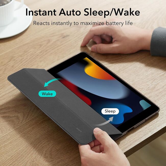 Husa iPad 10.2 inch 9/8/7 2021/2020/2019 cu functie wake-up/sleep ESR - Ascend Trifold - jelly black