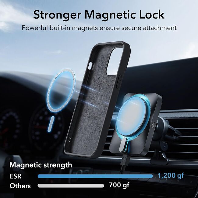 Husa iPhone 15 Plus cu MagSafe ESR - Cloud Soft HaloLock - negru