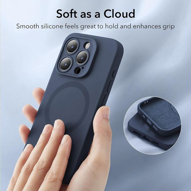 Husa iPhone 15 Pro cu MagSafe ESR - Cloud Soft HaloLock - dark blue