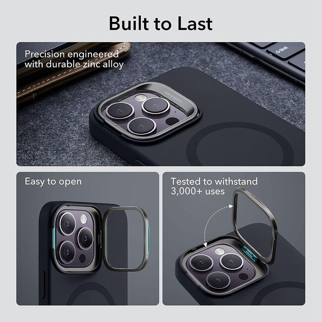 Husa iPhone 14 Pro Max ESR cu MagSafe Cloud Soft HaloLock Kickstand, negru