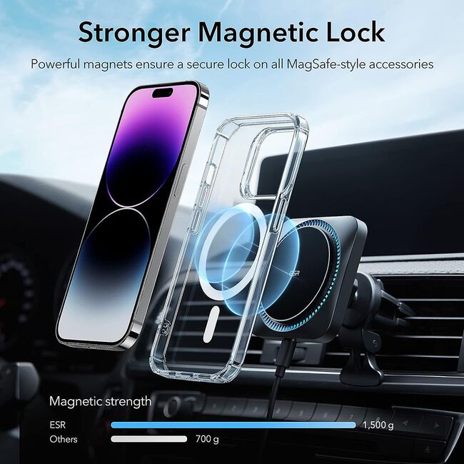 Husa iPhone 14 Pro Max ESR Krystec Halolock MagSafe, clear