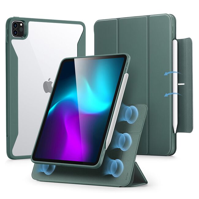 Husa iPad Pro 11 inch 2022 / 2021 ESR - Rebound Hybrid Magnetica 2 in 1 cu functie stand si sleep/wake-up - forest green