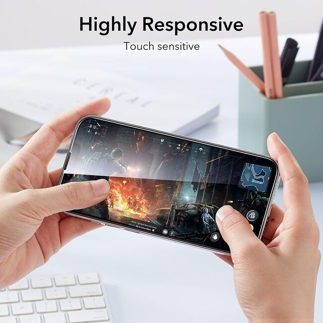 Set 3 x Folie din stilca iPhone 13 Pro Max ESR - Tempered Glass cu aplicator, clear