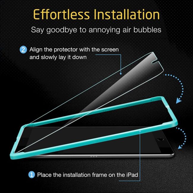 Folie de protectie iPad 10.2 inch 9 / 8 / 7, 2021/ 2020/ 2019 ESR - Tempered Glass 9H cu aplicator, clear
