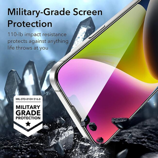 Folie iPhone 13 Pro Max ESR - Armorite Screen Protector cu aplicator, margini negre