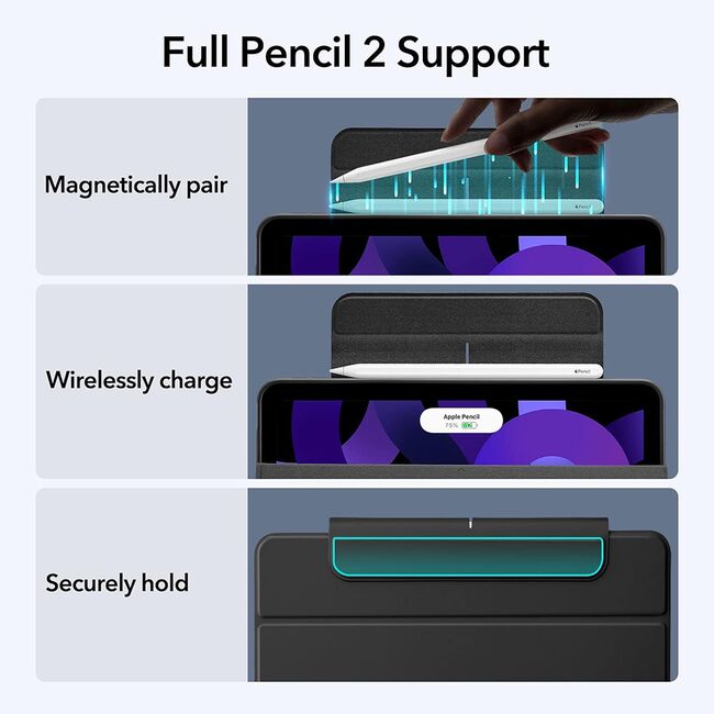 Husa iPad Air 5 2022 / iPad Air 4 2020 ESR - Rebound Hybrid Magnetica 2 in 1 cu functie stand si sleep/wake-up, negru