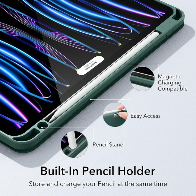 Husa iPad Pro 11" 2022 / 2021 / 2020 ESR - Rebound Pencil cu slot pentru Apple Pencil, Forest Green