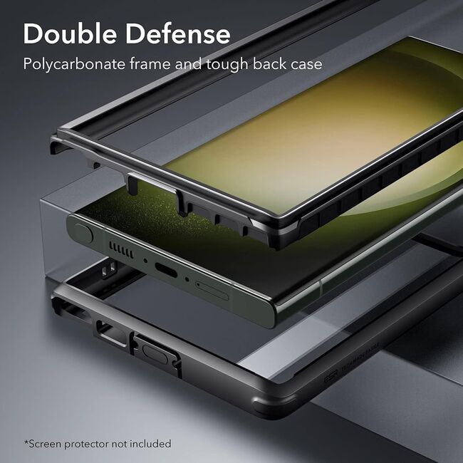Husa Samsung Galaxy S23 Ultra ESR Shock Armor Kickstand, negru/transparenta