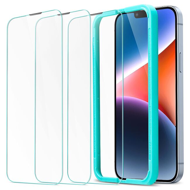 Set 3 x Folie din sticla iPhone 14 ESR - Tempered Glass cu aplicator, clear