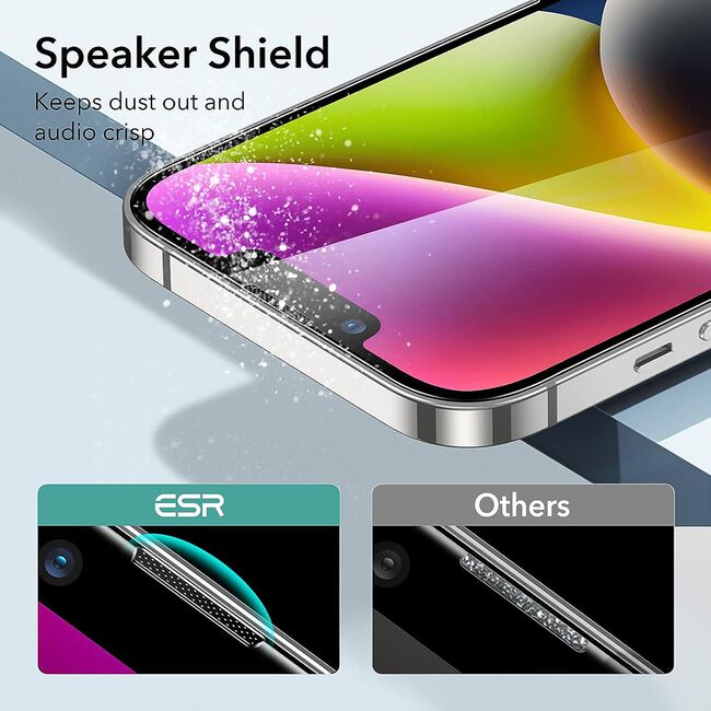 Set 3 x Folie din sticla iPhone 14 ESR - Tempered Glass cu aplicator, clear