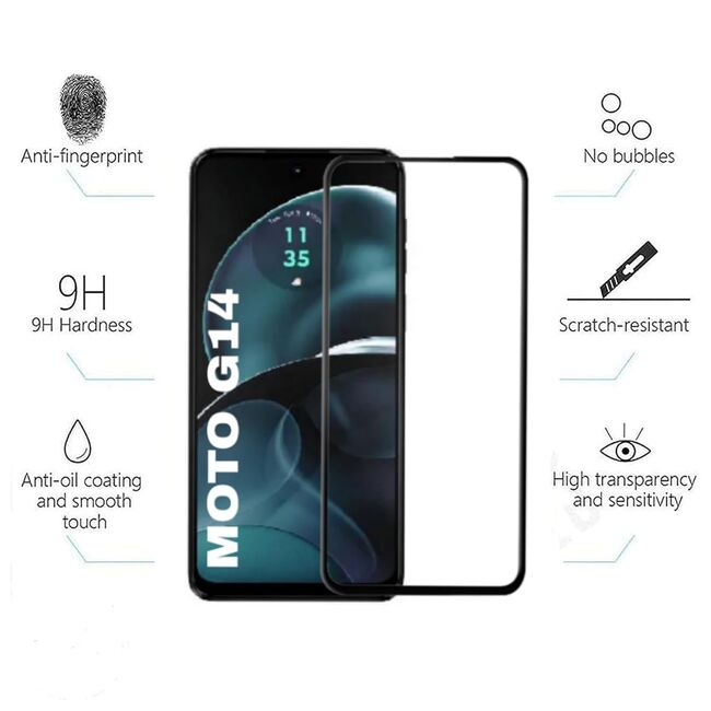Folie sticla securizata Motorola Moto G14 tempered glass pentru  full-face/glue, margini negre