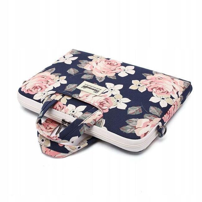 Geanta universala laptop 13 - 14 inch Canvaslife Happy Briefcase Blue Camellia