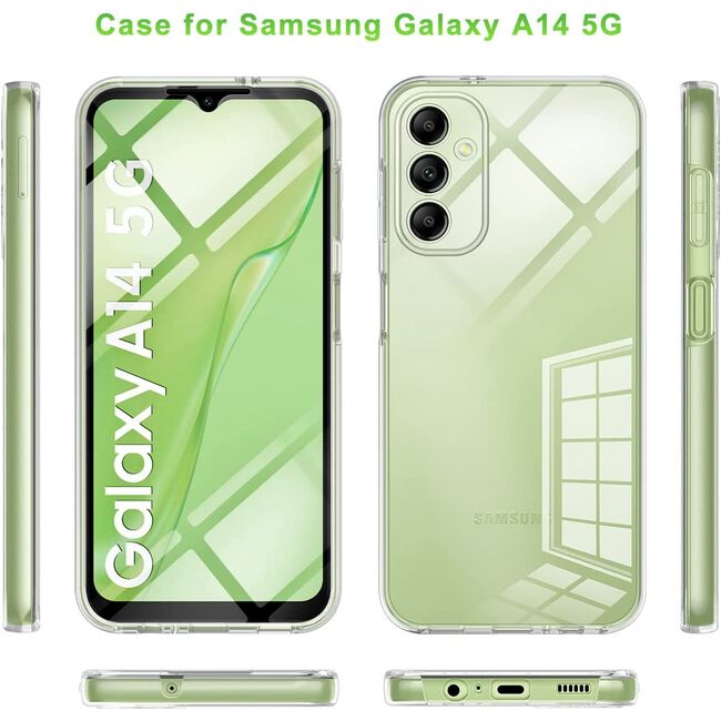Pachet 360: Husa cu folie integrata Samsung Galaxy A14 4G, 5G Cover360 (fata+spate), clear
