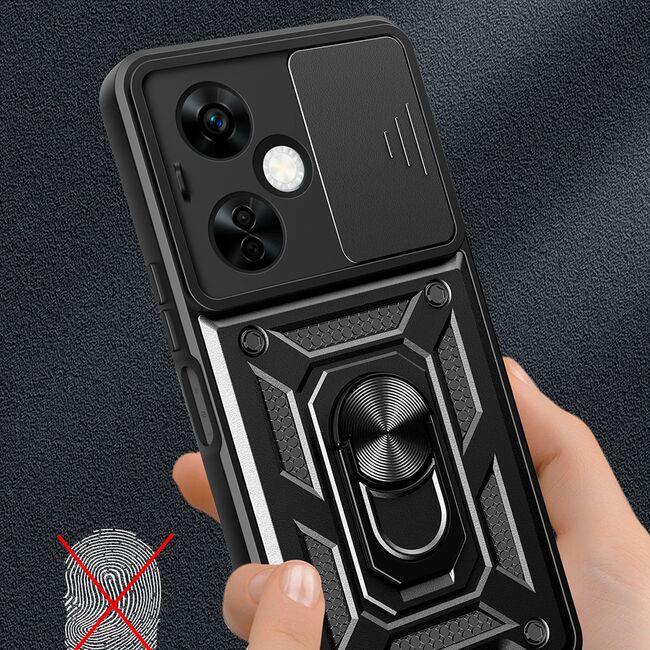 Husa OnePlus Nord CE 3 Lite cu inel Ring Armor Kickstand Tough Rugged cu protectie camera (negru)