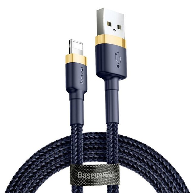 Cablu date iPhone Baseus, 2.4A, albastru/auriu, CALKLF-BV3