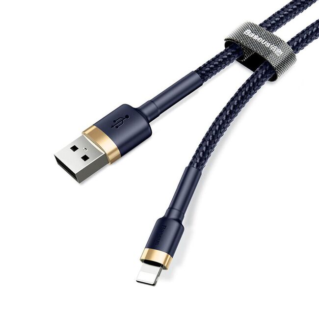 Cablu date iPhone Baseus, 2.4A, albastru/auriu, CALKLF-BV3