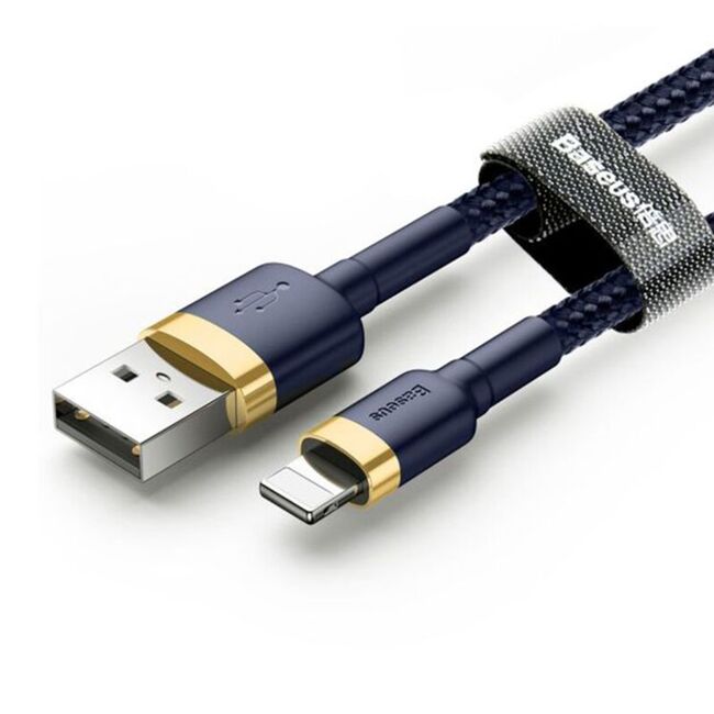Cablu date iPhone Baseus, 2.4A, albastru/auriu, CALKLF-BV3